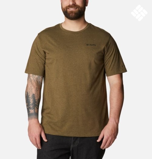 Men's Columbia Thistletown Hills Short Sleeve T Shirts Olive | Plus Size CA-L356L